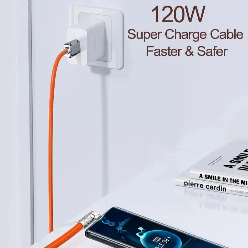 USB to Type C 180 Degree Rotation Charge Data Cable 120W Super Fast Charge Cord High Speed Data Transfer Wire for Iphone Samsung.