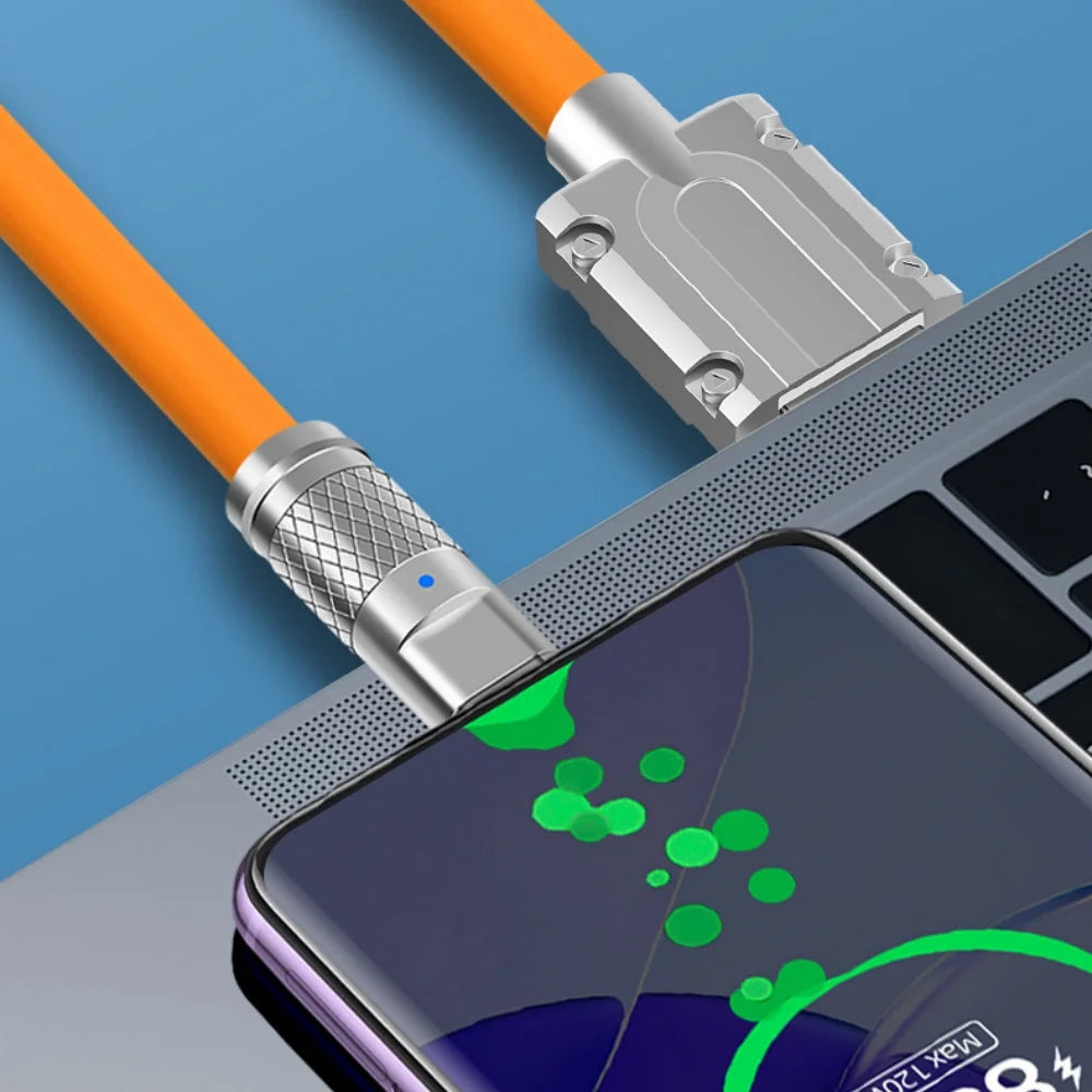 USB to Type C 180 Degree Rotation Charge Data Cable 120W Super Fast Charge Cord High Speed Data Transfer Wire for Iphone Samsung.