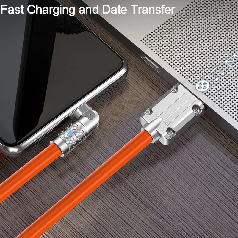 USB to Type C 180 Degree Rotation Charge Data Cable 120W Super Fast Charge Cord High Speed Data Transfer Wire for Iphone Samsung.