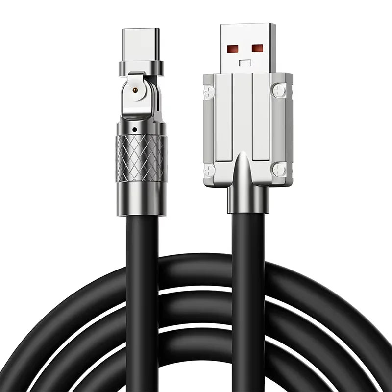 USB to Type C 180 Degree Rotation Charge Data Cable 120W Super Fast Charge Cord High Speed Data Transfer Wire for Iphone Samsung.