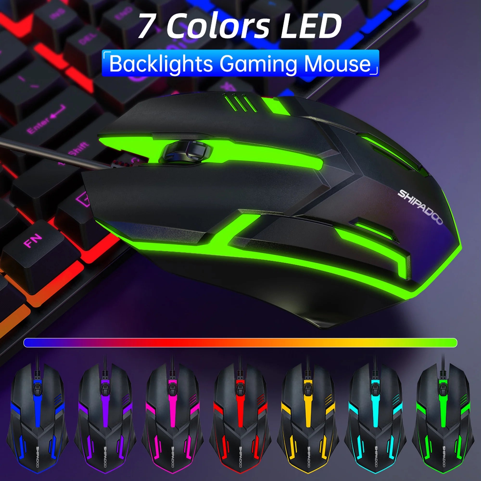 Wired Gaming Keyboard & Mouse Combo, RGB Backlit Mechanical Gaming Keyboard Mouse W/ Multimedia Keys, Anti-Ghosting Keys, Spill-Resistant for Windows PC Gamers Desktop Computer Laptop,Black